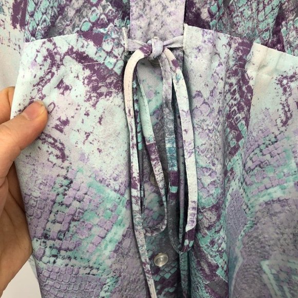 Mynt  1792 snakeskin print 3/4 sleeve shirt dress elastic waist blue purple 2X - Picture 10 of 16